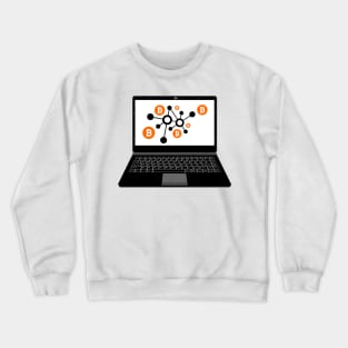 realistic laptop vector illustration display bitcoin digital assets network Crewneck Sweatshirt